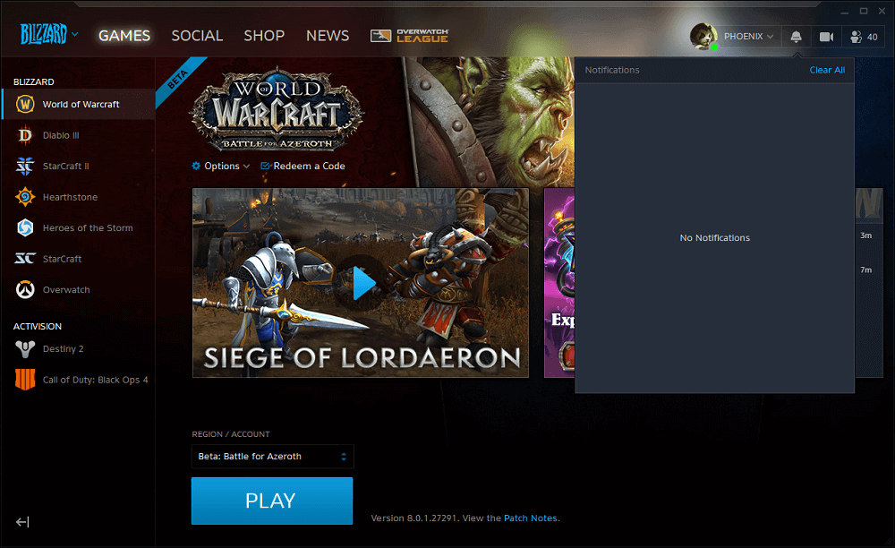 Blizzard BattleNet értesítések