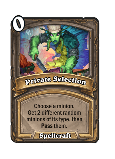 Private Selection Hearthstone kártya