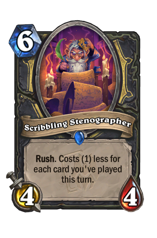 Scribbling Stenographer Hearthstone kártya