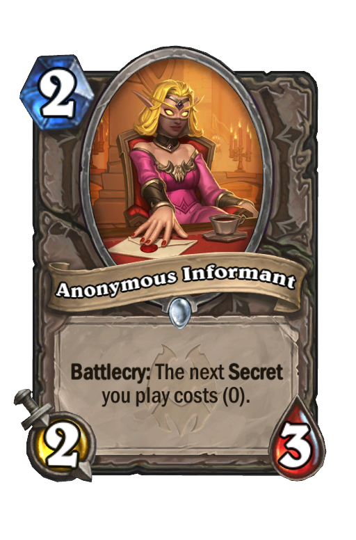 Anonymous Informant Hearthstone kártya