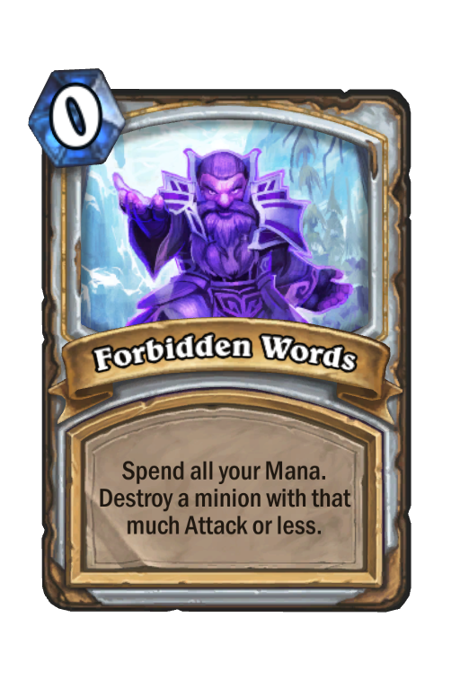 Forbidden Words Hearthstone kártya
