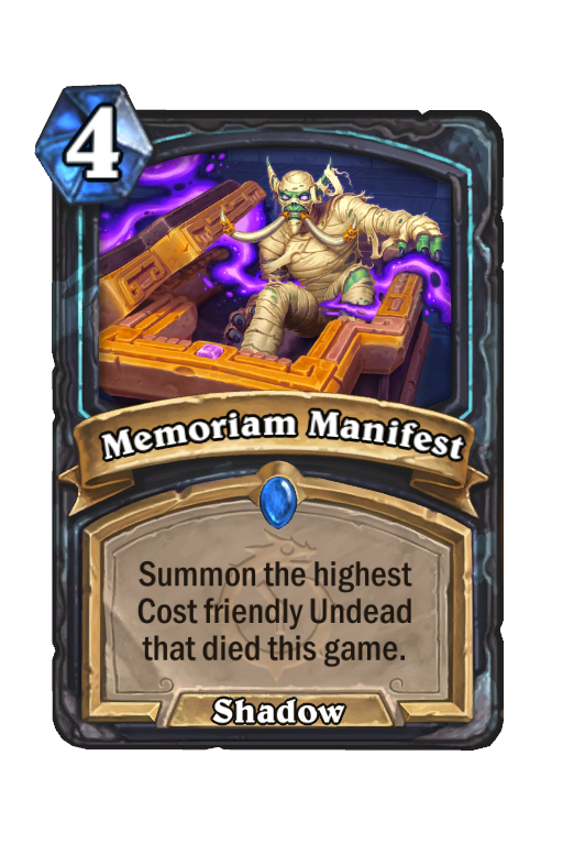 Memoriam Manifest Hearthstone kártya