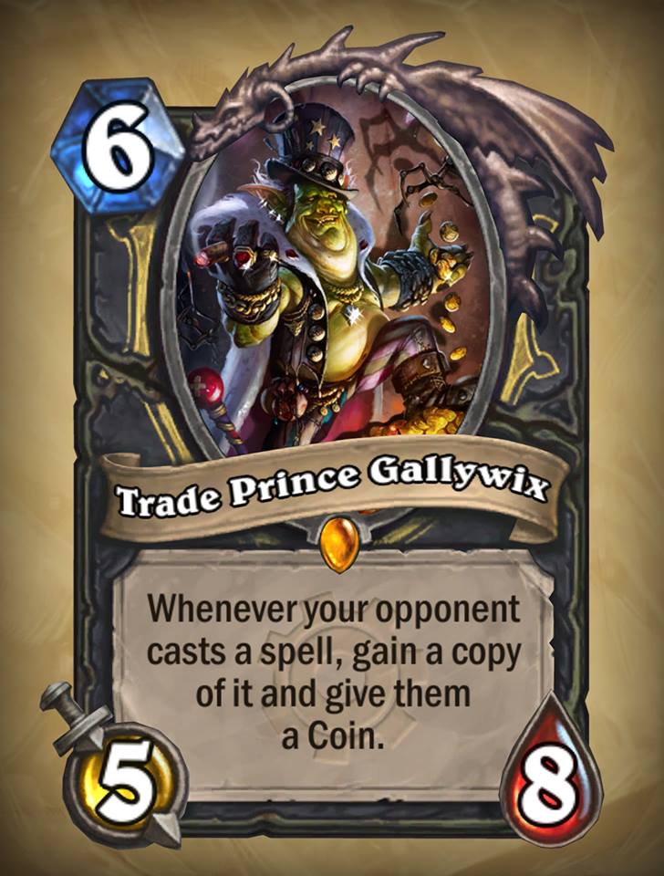 trade prince gallywix rogue legendary hearthstone kártya