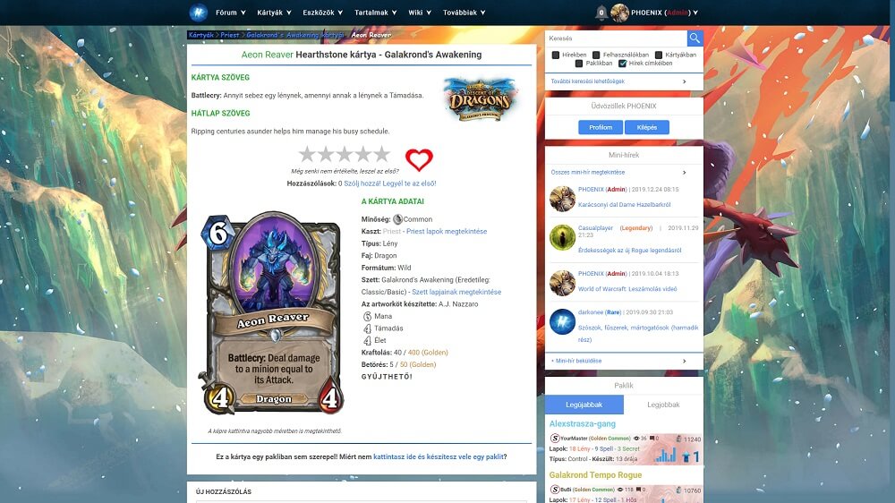 Galakronds Awakening Hearthstone Hungary