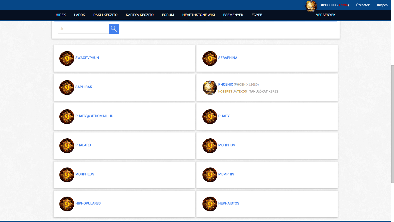 hearthstone hungary felhasználók