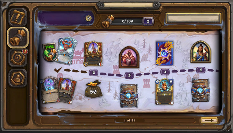 Hearthstone jutalom térkép (Rewards Track)