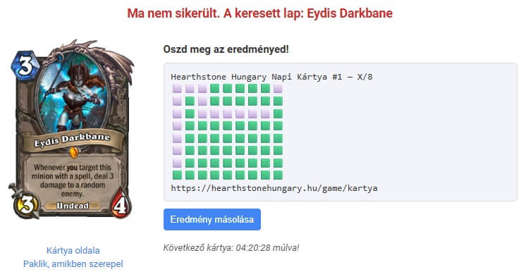 Kártya játék eredmény megosztása