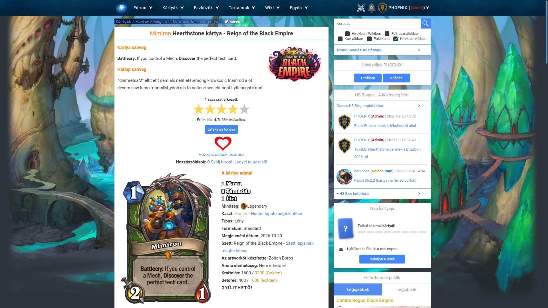 Mimiron Hearthstone kártya