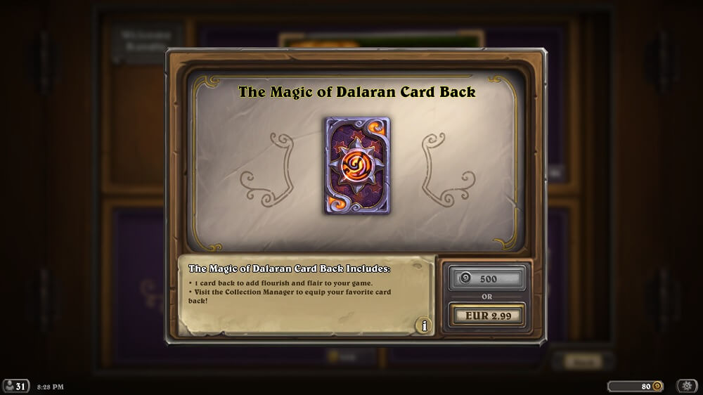 MAgic of Dalaran kártya hátlap